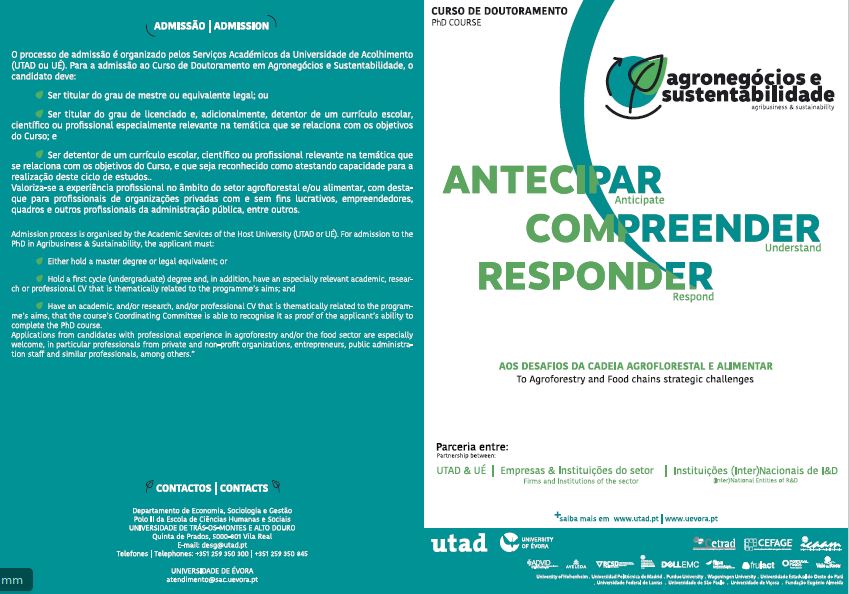 Abertas as candidaturas ao Curso de Doutoramento em Agronegócios e Sustentabilidade / Agribusiness & Sustainability