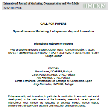 Submissões de papers - SPECIAL ISSUE ON MARKETING, ENTREPRENEURSHIP AND INNOVATION